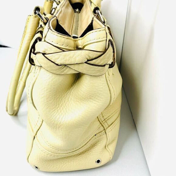 Coach F13084 Hampton Leather Braided Satchel Handbag Bag, Beige Cream - Picture 3 of 8